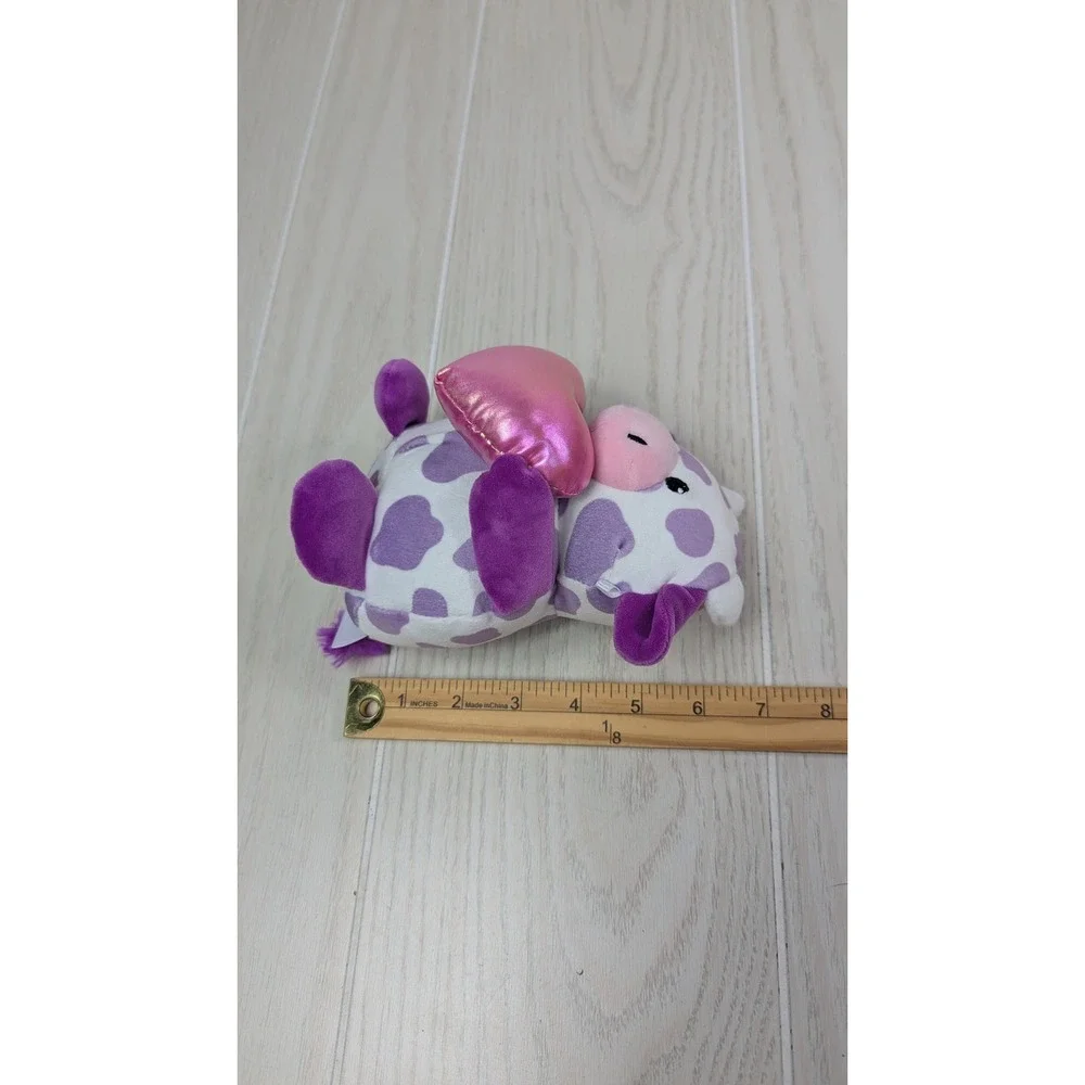 Target Animal Adventures Purple Spotted Cow Squishy Plush Pink Heart